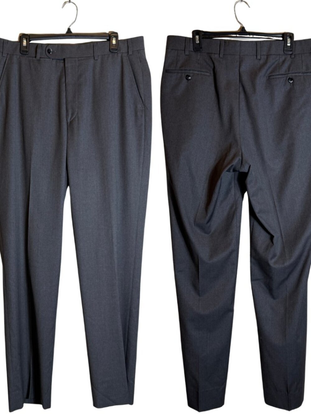 Hiltl Wool Flat Front Trouser Dress Pants Men's 36x34 Gray Formal Career Preppy